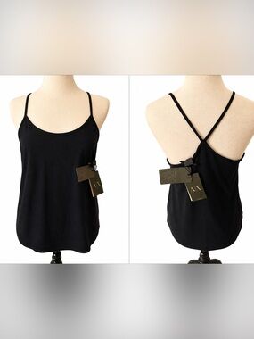 Armani Exchange A|X Navy Mesh Yoke Racerback Cami Tank Top NWT XS Sheer Trim